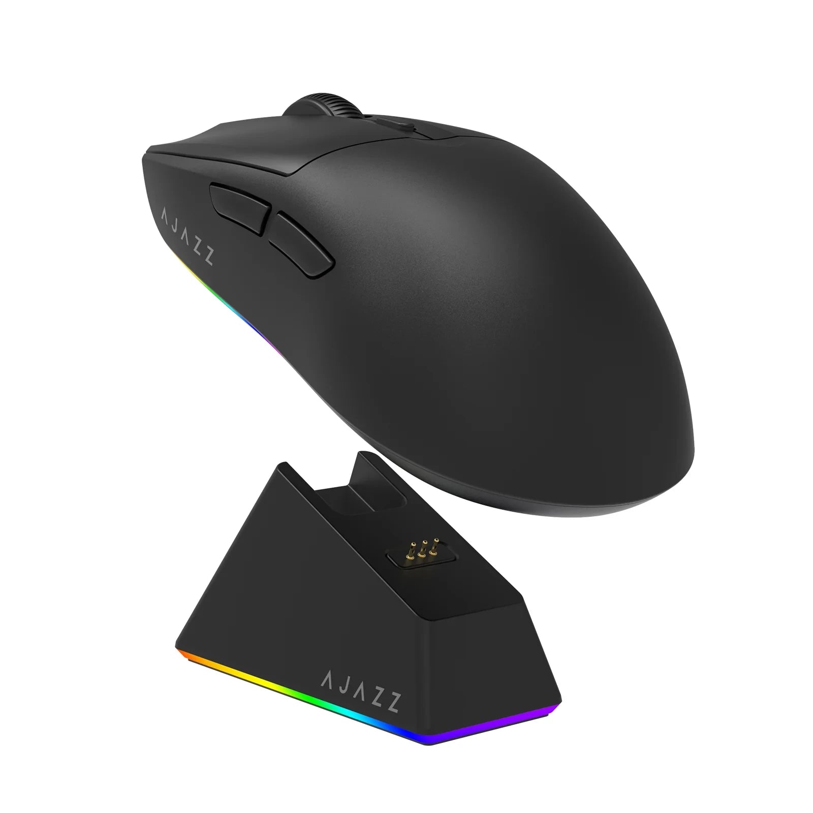AJAZZ AJ139 V2 MC – Mouse Gaming Wireless Tri-Mode (Bluetooth / 2.4 GHz / USB-C), Sensore 12000 DPI, Base di Ricarica Magnetica RGB, Leggero 66 g – Nero