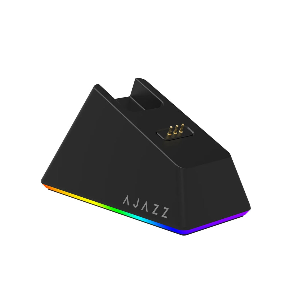 AJAZZ AJ139 V2 MC – Mouse Gaming Wireless Tri-Mode (Bluetooth / 2.4 GHz / USB-C), Sensore 12000 DPI, Base di Ricarica Magnetica RGB, Leggero 66 g – Nero