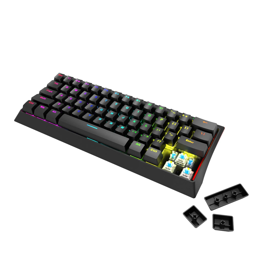 Marvo Hecate 61B KG962G – Tastiera Gaming Meccanica 61 Tasti con Blue Switches – TKL, Retroilluminazione RGB