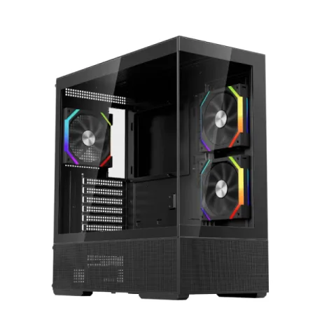 1stPlayer Case ATX - Crystal Vision CV7 Black - 5 x 120 mm included