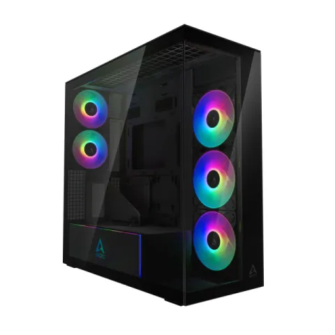 Arctic Case E-ATX - Xtender VG (Mirror Black) - PCIe Gen 4 riser included, 5 A-RGB Fans included