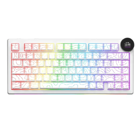 Ajazz Wireless Gaming Mechanical Keyboard AK820 V2 PRO - White peach Switch [Linear] (English US), White