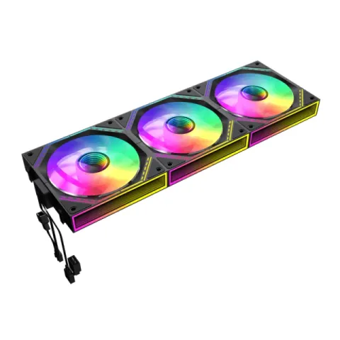 Gamemax Fan Pack 3-in-1 3x120mm - FN12A-S3I-R Black, Reverse, Daisy-Chain, Addressable RGB
