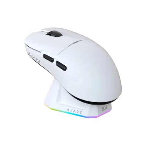 Ajazz AJ159 PRO - Wireless Gaming Mouse - 8K, Magnetic Charging Dock, White