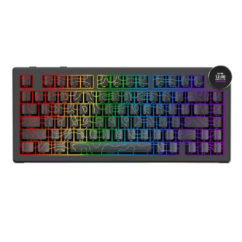 Ajazz Wireless Gaming Mechanical Keyboard AK820 V2 PRO - White peach Switch [Linear] (English US), Black