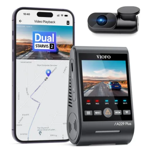 VIOFO Dash Cam A229 Plus 2 Channel - 2K, HDR, Sony STARVIS 2, GPS