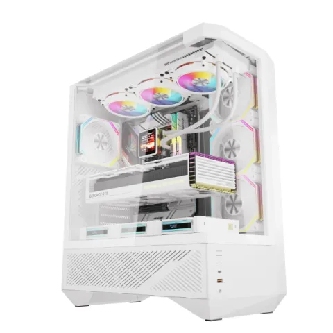 Darkflash Case ATX - DY460 White - 4 x 120 mm A-RGB fans included, USB-C