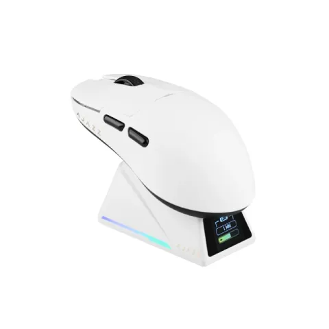 Ajazz AJ159 APEX - Wireless Gaming Mouse - 8K, Magnetic Charging Dock, White