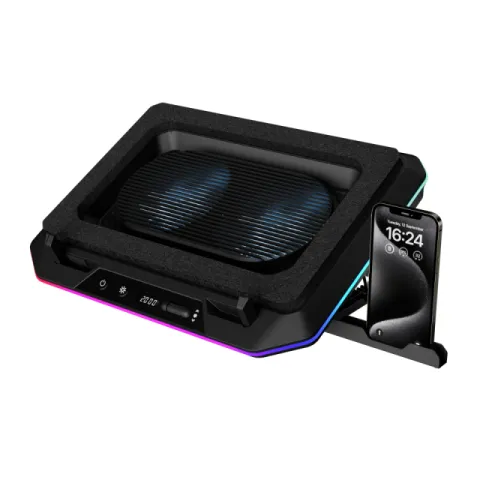 Gamdias Gaming Notebook Cooler 19" - AETHER P1 - USB-C/A Hub, RGB, Phone Stand