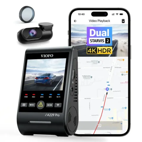 VIOFO Dash Cam A229 Pro 2 Channel - 4K, HDR, Dual Sony STARVIS 2, GPS, Bluetooth