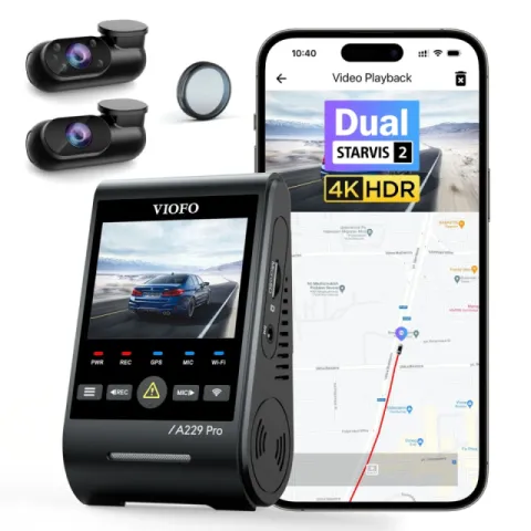 VIOFO Dash Cam A229 Pro 3 Channel - 4K, HDR, Dual Sony STARVIS 2, GPS, Bluetooth