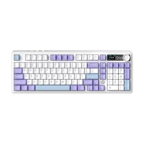 Ajazz Wireless Gaming Mechanical Keyboard AK980 V2 - Maillard Switch [Linear] (English US), Purple, White