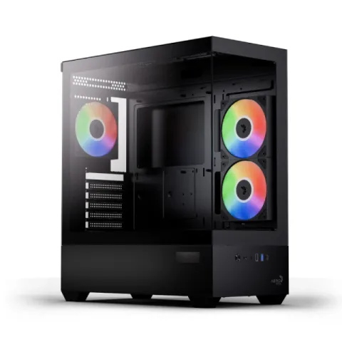 AeroCool Case ATX - P500D Digi-G-BK-v1 - Digital Display, USB-C, 3 x 120 mm A-RGB