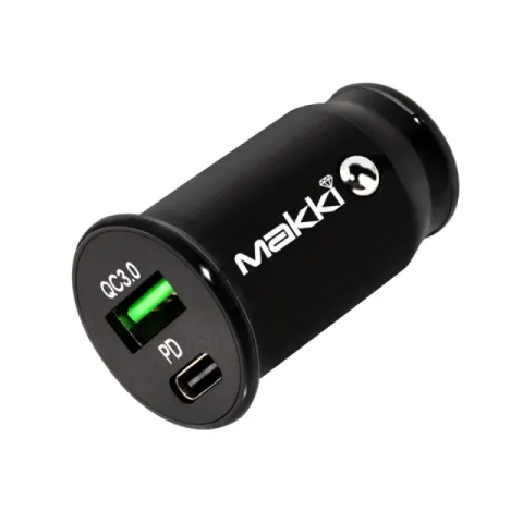 Makki Fast Charger Car - Type-C + USB QC3.0 20W - MAKKI-CC20W02-BK