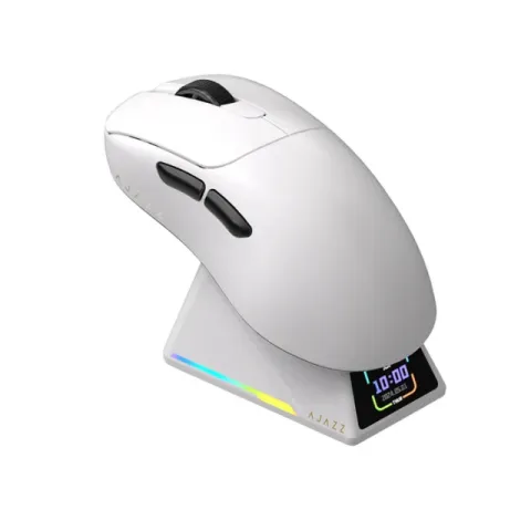 Ajazz AJ179 APEX - Wireless Gaming Mouse - 8K, Magnetic Charging Dock, White