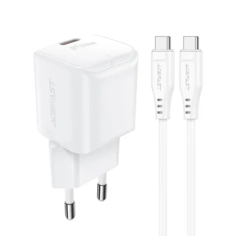 Acefast Charger Wall GaN PD20W - A73 Mini with 1.2m cable - USB-C x 1, White
