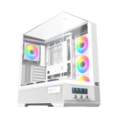 Xigmatek Case EATX - Vision Arctic - 7 ARGB Fans, LCD Display Panel, Smart Fan Control