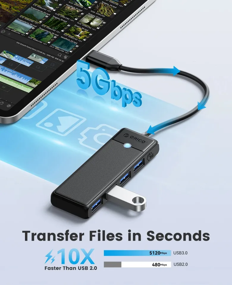 Orico USB3.1 HUB Type-C - 4 x USB3.0 - PAPW4A-C3-015-WH, photo 3