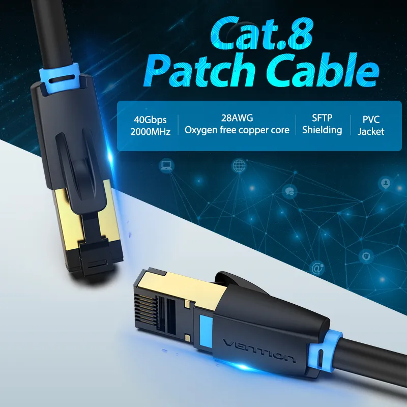 Vention LAN SFTP Cat.8 Patch Cable - 0.5M Black 40Gbps - IKABD, photo 2