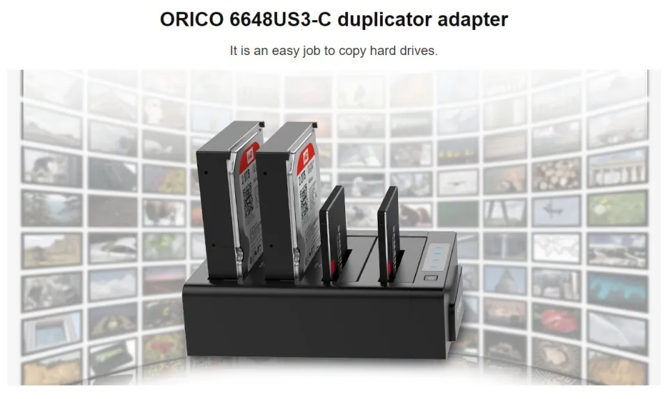 Orico Storage - HDD/SSD Dock/Duplicator - 4x 2.5 and 3.5 inch USB3.0, black - 6648US3-C, photo 6