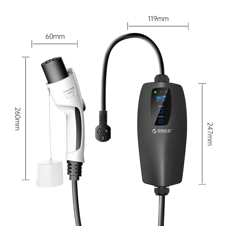 Orico EV-CHARGER 16A 1-phase Type-2 EU port, 5m cable - AUG416-EU-05-BK, foto 2