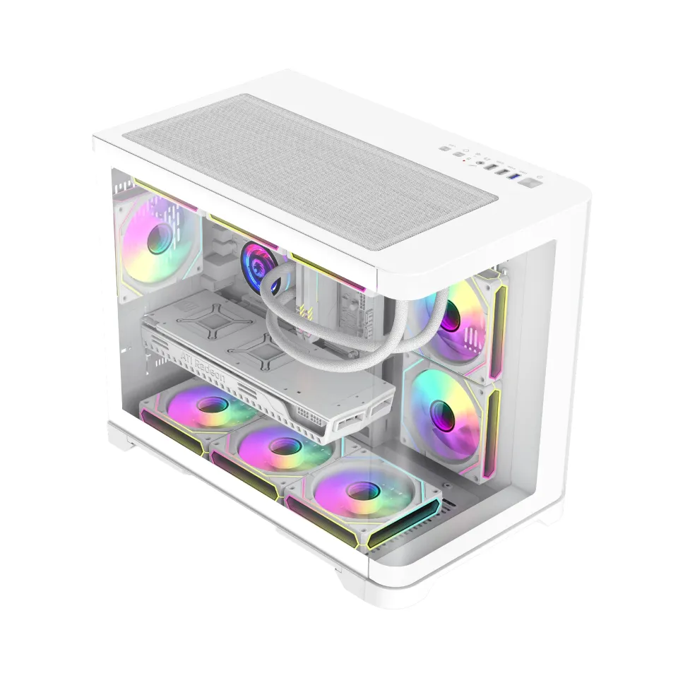 Gamemax Case mATX - HYPE-M White - 3 x 120 mm Addressable RGB fans, foto 4
