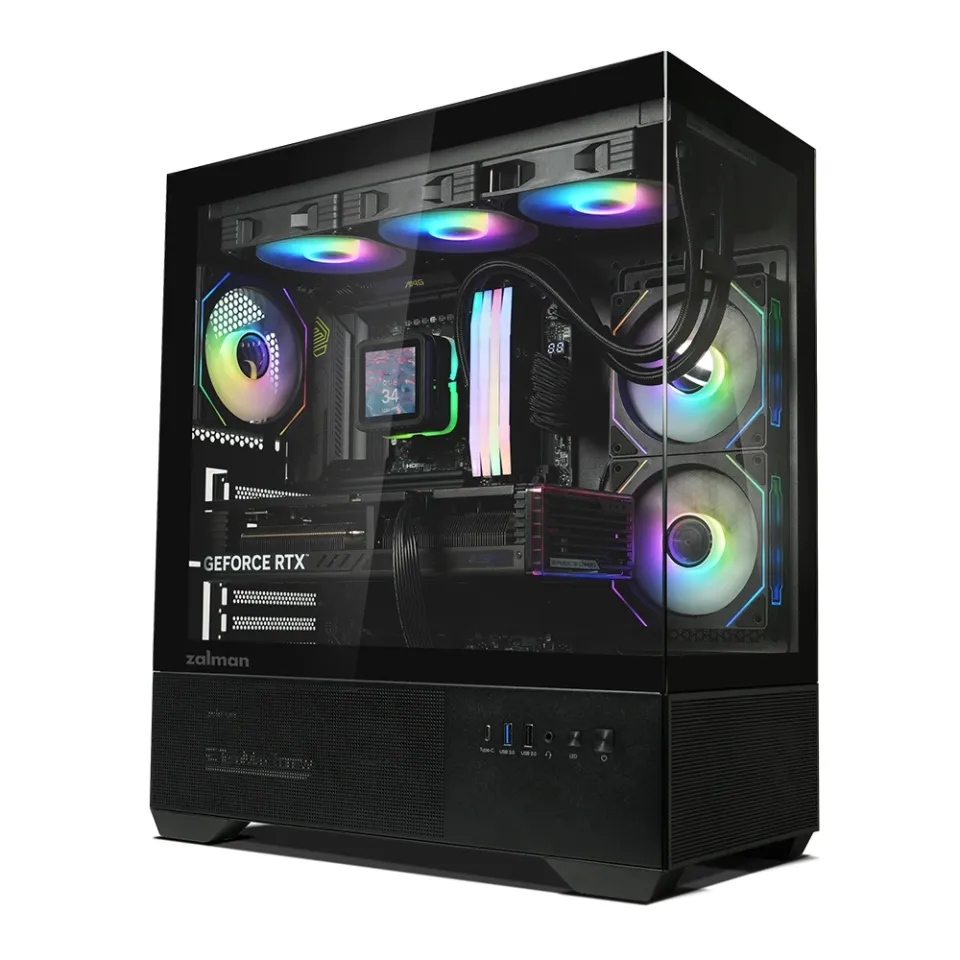 Zalman Case ATX - Chronix BLACK - 3 x 120 mm A-RGB, USB-C, Tempered Glass, photo 5
