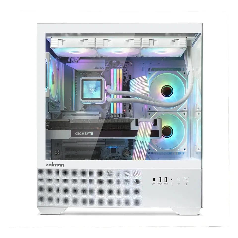 Zalman Case ATX - Chronix WHITE V2 - 3 x 120 mm A-RGB, USB-C, Tempered Glass, photo 4