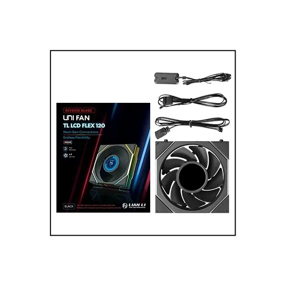 Lian Li Fan 120mm - UNI FAN TL LCD FLEX - Black, Reverse, photo 5