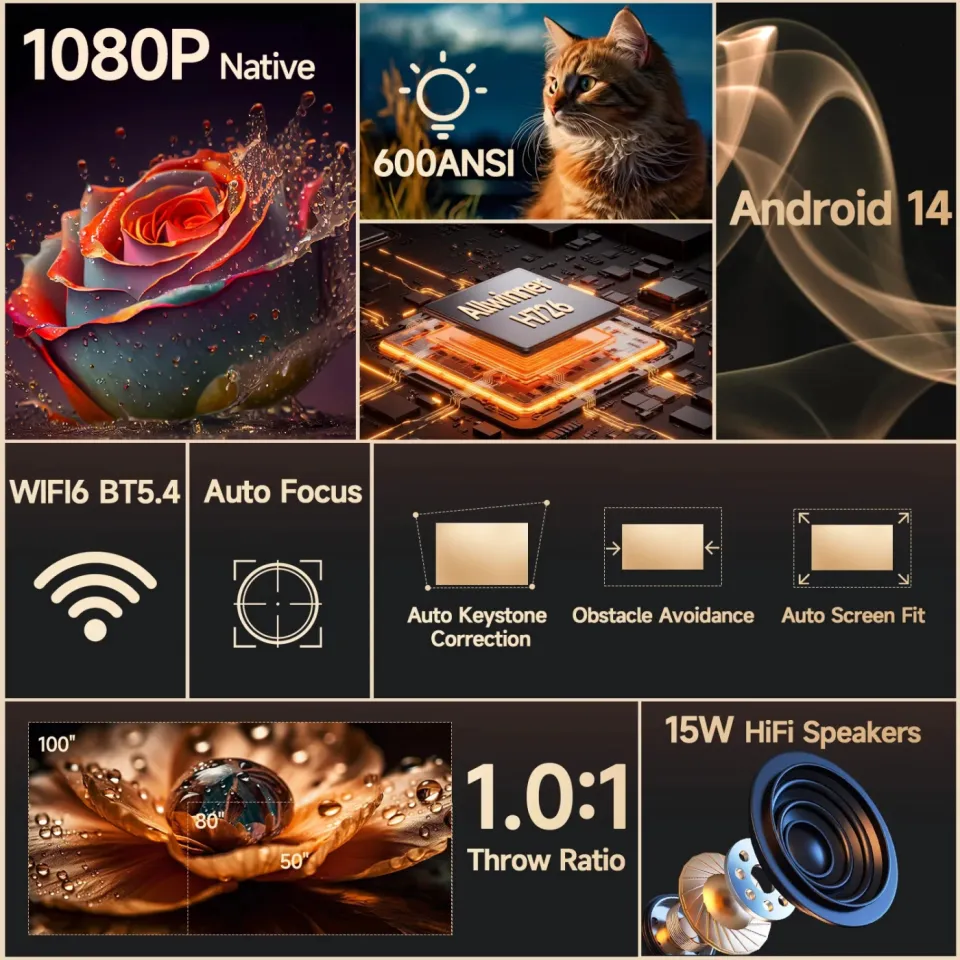 MagCubic Portable Multimedia Projector HY350MAX - 8K, Android 14, Wi-Fi 6, Bluetooth 5.4, photo 4