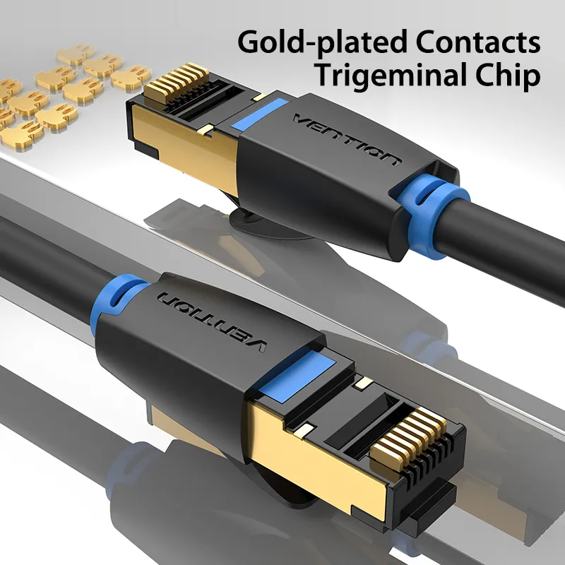 Vention LAN SFTP Cat.8 Patch Cable - 0.5M Black 40Gbps - IKABD, photo 6