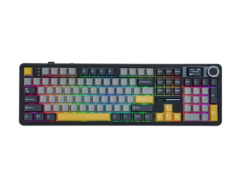 Aula Wireless Gaming Mechanical Keyboard F108 PRO - Volcanic Switch [Linear] (English US), Black, Gray