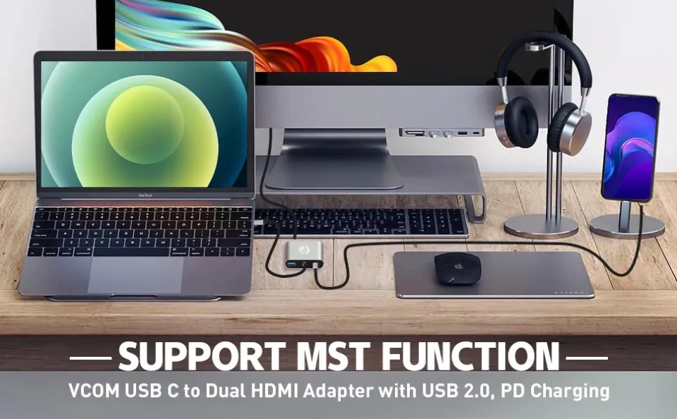 VCom Docking Station USB-C 4-in-1 - CU450S - HDMI x 2, USB2.0, USB-C PD3.0 100W, MST, photo 5