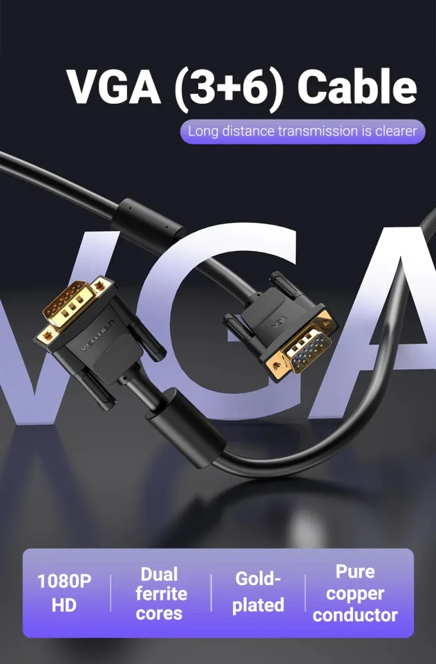 Vention Cable VGA HD15 M / M 1.5m Gold Plated, 2 Ferrites - DAEBG, photo 4