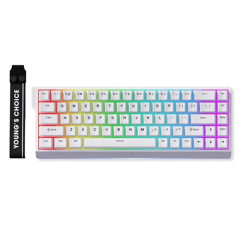 MCHOSE Gaming Mechanical Keyboard Ace 68 - 8K, Ice Blue Magnetic Switch [Linear] (English US), White