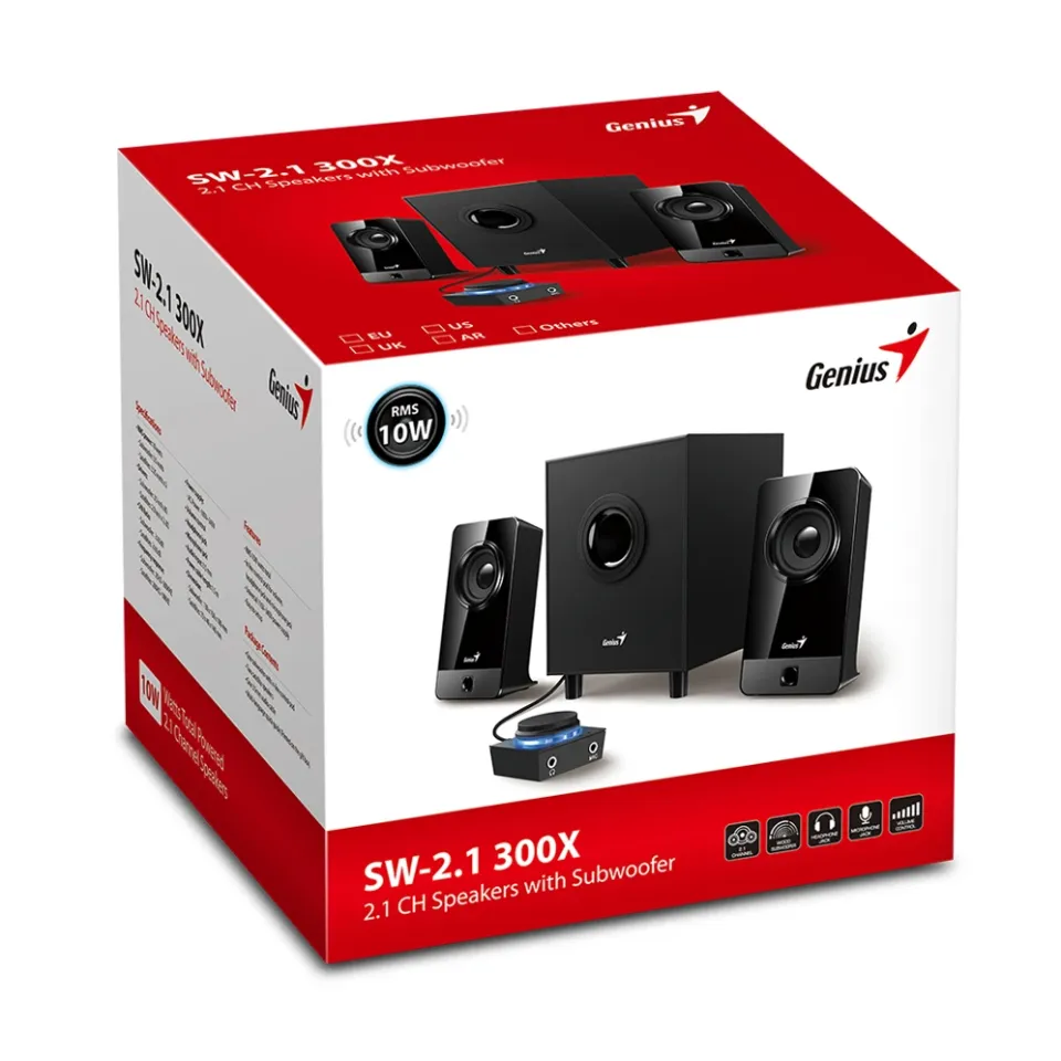 Genius Speakers 2.1 - SW-2.1 300X - 10W RMS, Black, photo 4