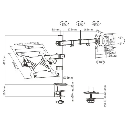 Gembird Monitor Mount with Laptop holder - MA-DA-03, photo 5