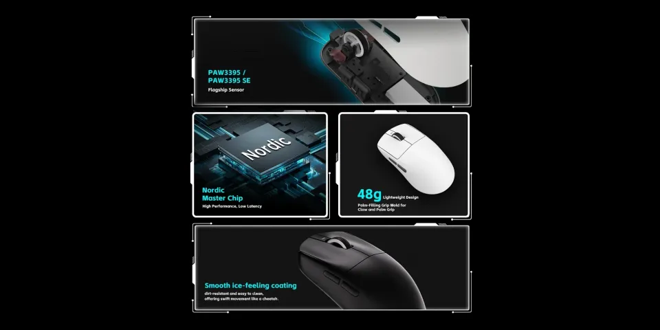 VXE Wireless Gaming Mouse Dragonfly R1 1K - Huano Ice Berry Pink Dot Switches, White, foto 3