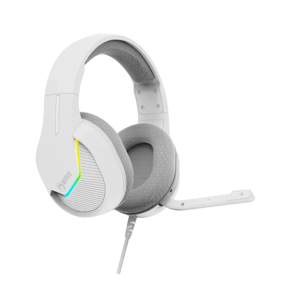 Marvo Gaming Headphones H8618 White - 50mm, USB, RGB, photo 6