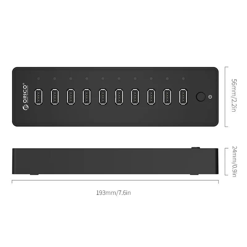 Orico USB 10-port HUB with power adapter - P10-U2-V1-EU-BK, photo 5