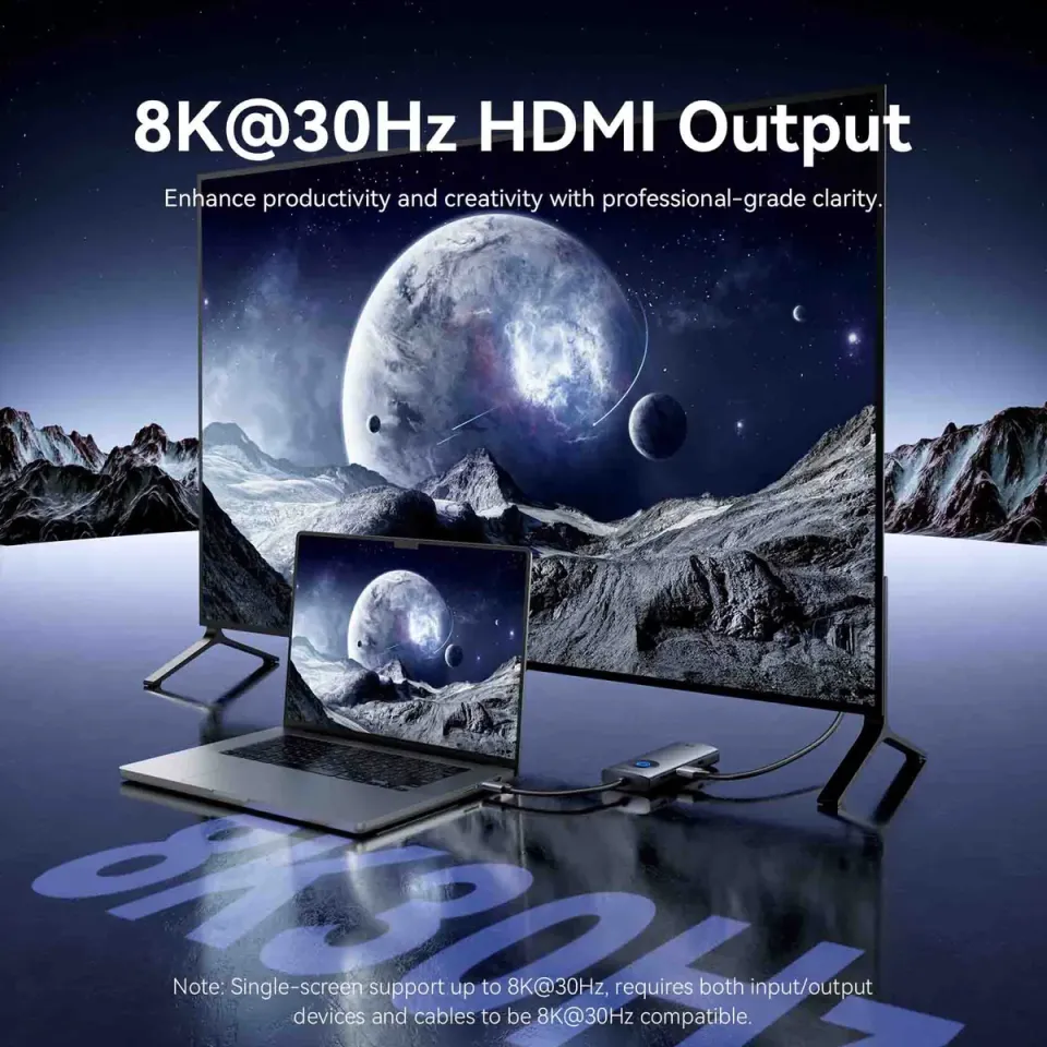 Vention Docking Station Type-C - TQZHB - 8K, LED Display - HDMI, USB 3.0 x 2, USB-C 3.2 Gen 1, PD100W, LAN (1Gbps), photo 5