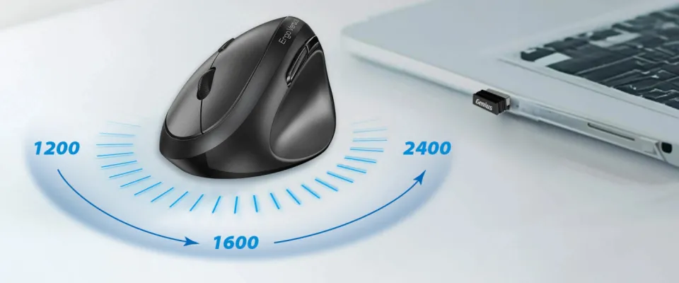 Genius Vertical Mouse wireless Ergo 8350S - Silent, AI, Bluetooth, 2.4G, Dark Grey, photo 6