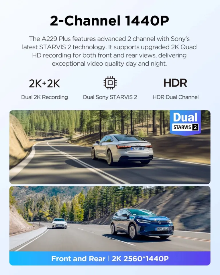 VIOFO Dash Cam A229 Plus 2 Channel - 2K, HDR, Sony STARVIS 2, GPS, foto 5