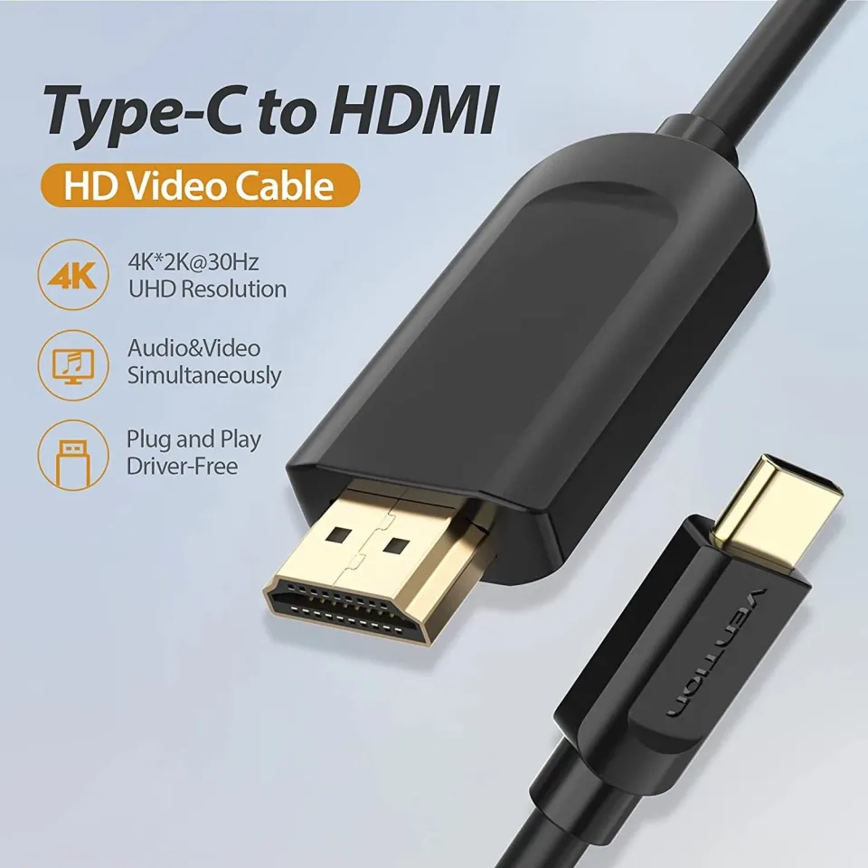 Vention Cable Type-C to HDMI - 2.0m 4K Black - CGUBH, photo 4