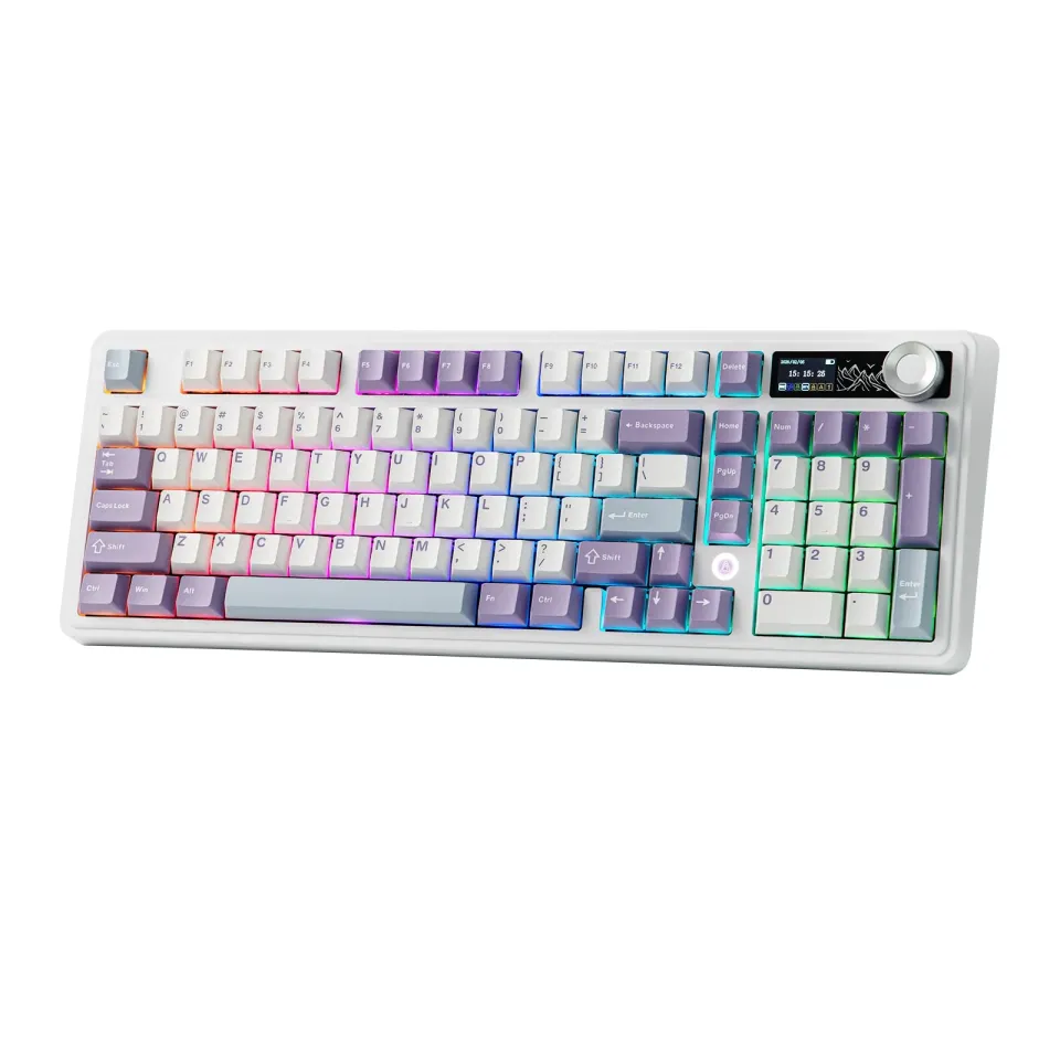 Ajazz Wireless Gaming Mechanical Keyboard AK980 V2 - Gift Switch [Linear] (English US), Purple, White, Blue, foto 4