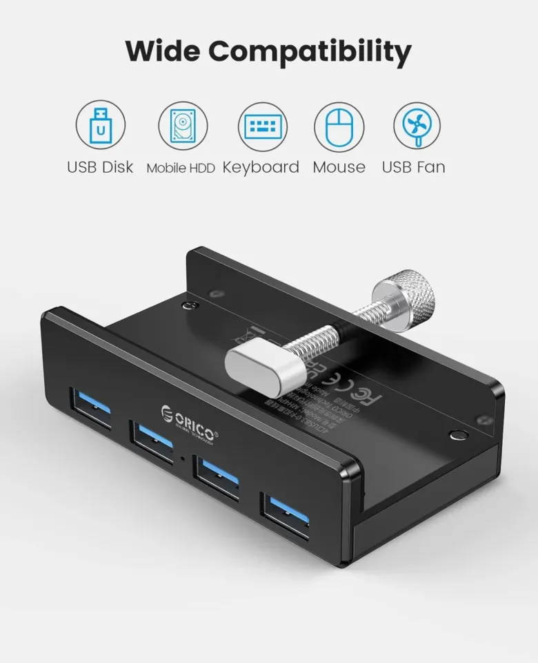Orico USB 3.0 HUB Clip Type 4 port - aux Micro-USB power input, Black - MH4PU-P-BK, photo 3