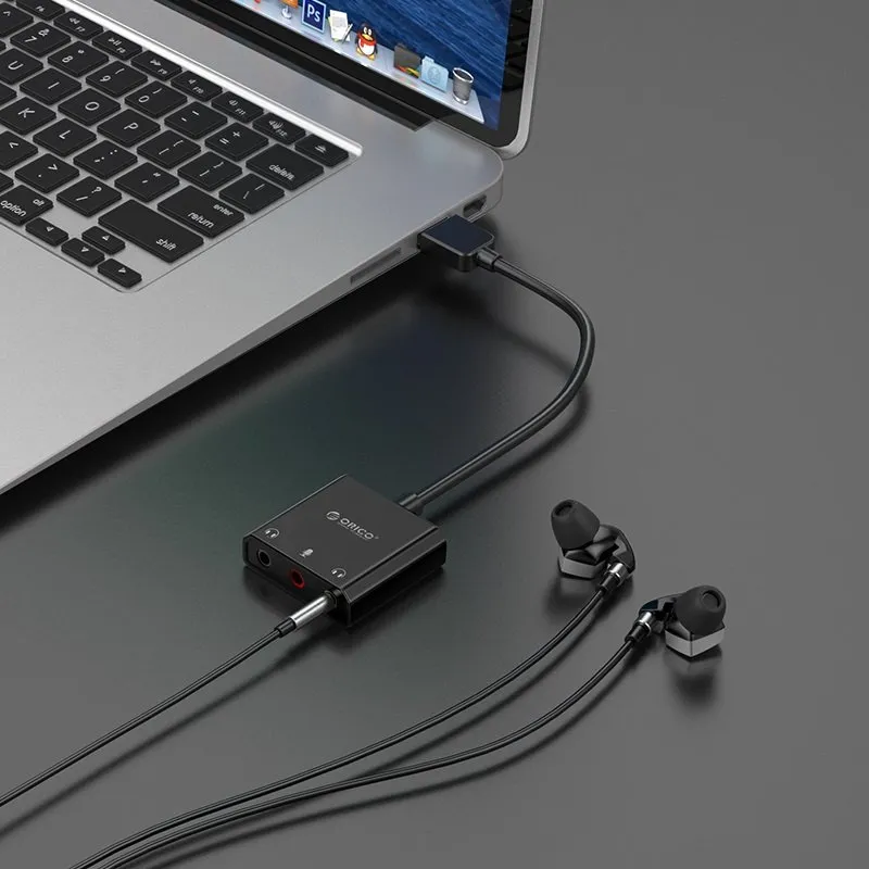 Orico USB Sound card - Headphones, Mic, 4 PIN headset, Black - SKT3-BK, photo 4