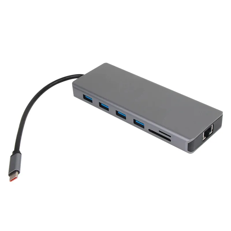 VCom Docking Station USB-C 13-in-1 - CU4706 - HDMI x 2, DP, USB3.0 x 3, USB-C, USB2.0, RJ45, SD/TF, PD100W, Audio, L-Shape USB-C, photo 2