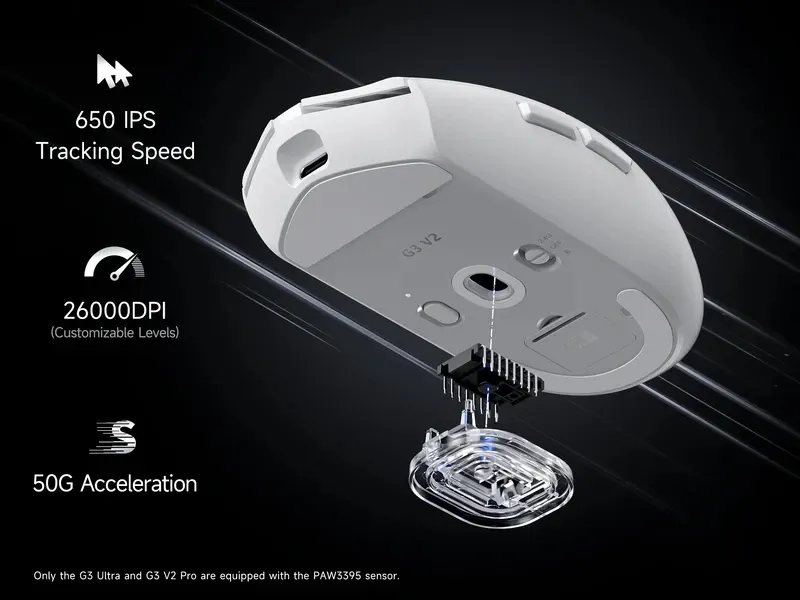 MCHOSE G3 V2 White - Wireless Gaming Mouse - 1K, Omron Mechanical, photo 6
