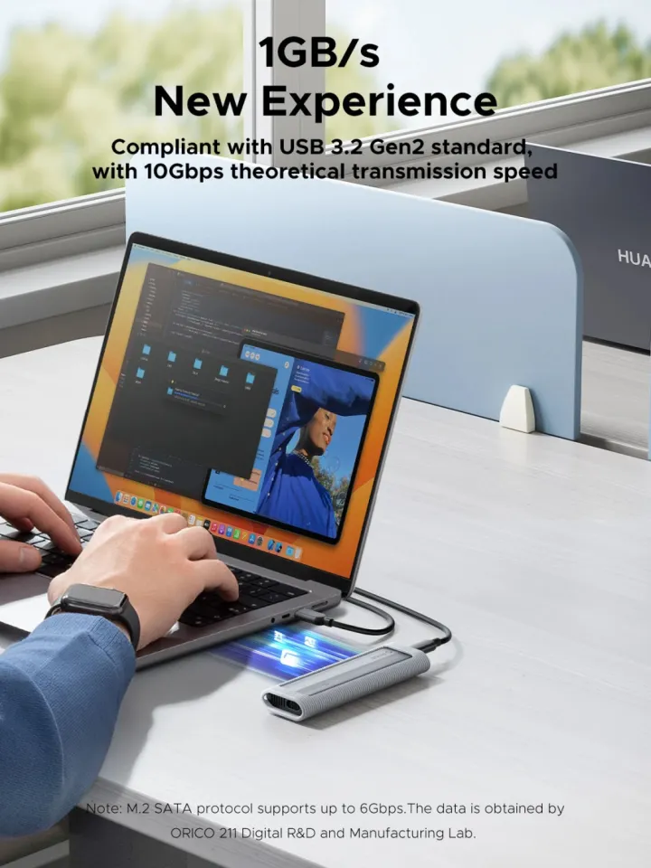 Orico Storage - Case - M.2 NVMe/SATA M/B key - USB3.1 Type-C/A, Silicone Protective Case, 10Gbps - AXM2S-G2-V1-GY-BP, photo 4